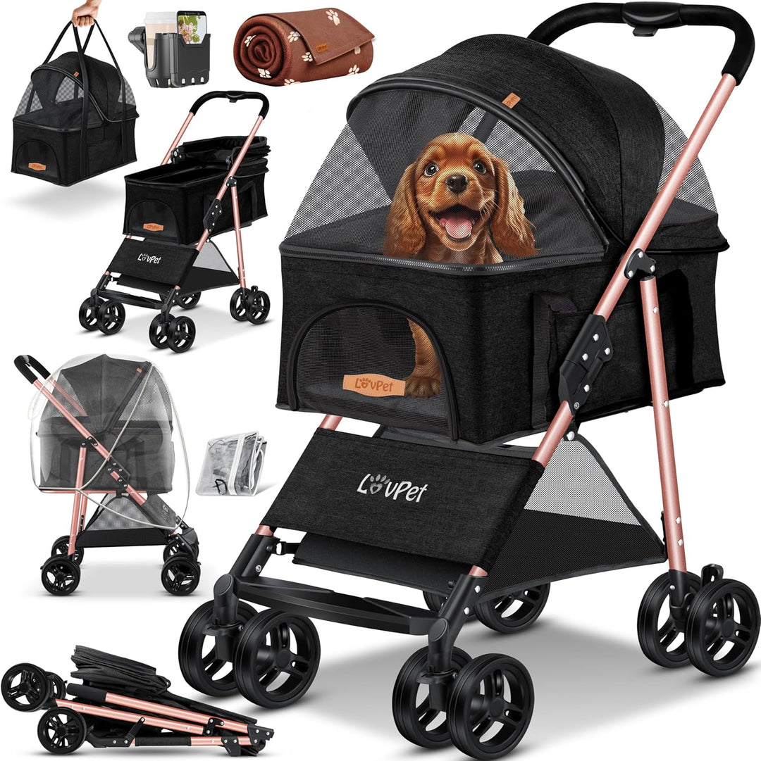 LOVPET® Hundewagen 2in1 Hundebuggy Hundebox Transporttasche Faltbar klappbar bis 20kg Haustiere Bugg