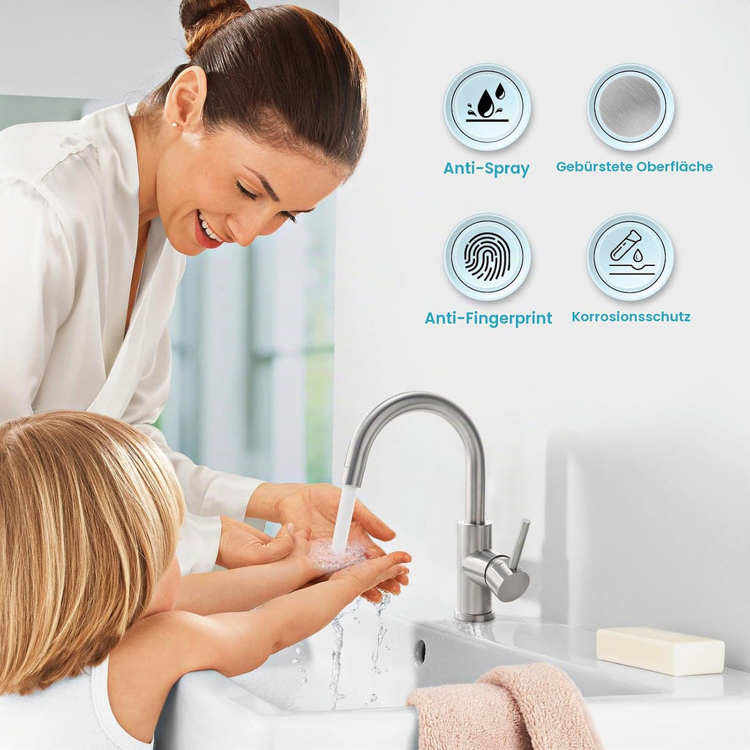 CREA Wasserhahn Küche, 360° Drehbare Küchenarmatur für Kleine Küche, Mischbatterie für Küche oder Ba