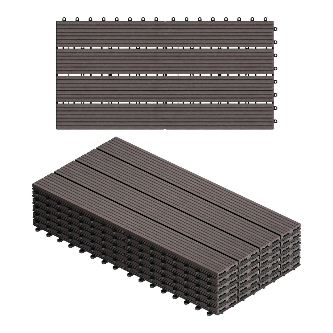 WOLTU WPC Terrassenfliesen Terrassendielen Holz-Optik 30x60cm, Fliese Bodenfliese Klickfliese mit kl