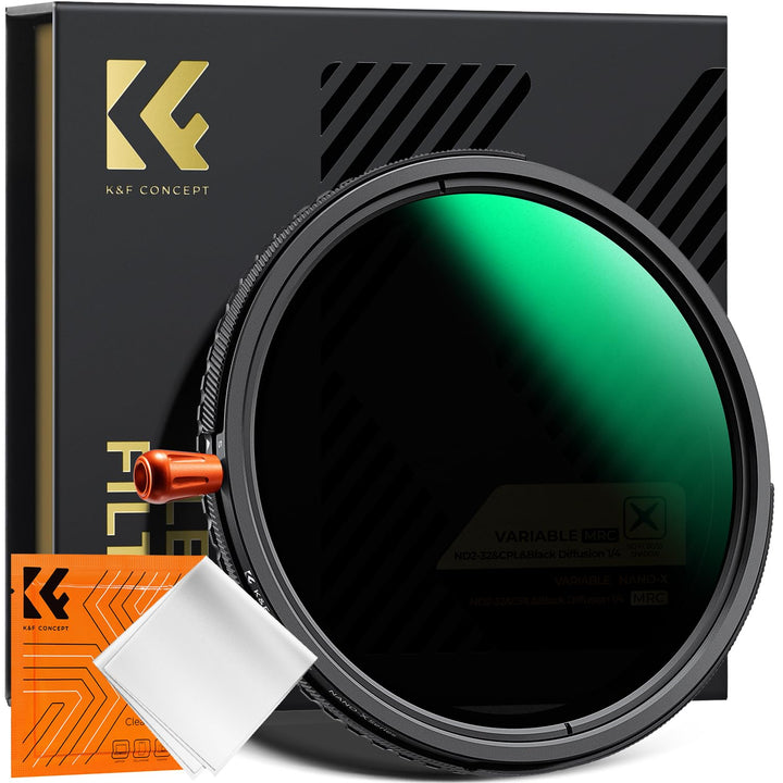 K&amp;F CONCEPT 62mm Variabler ND2-ND32 &amp; Polfilter &amp; Black Mist 1/4 Filter, 62mm