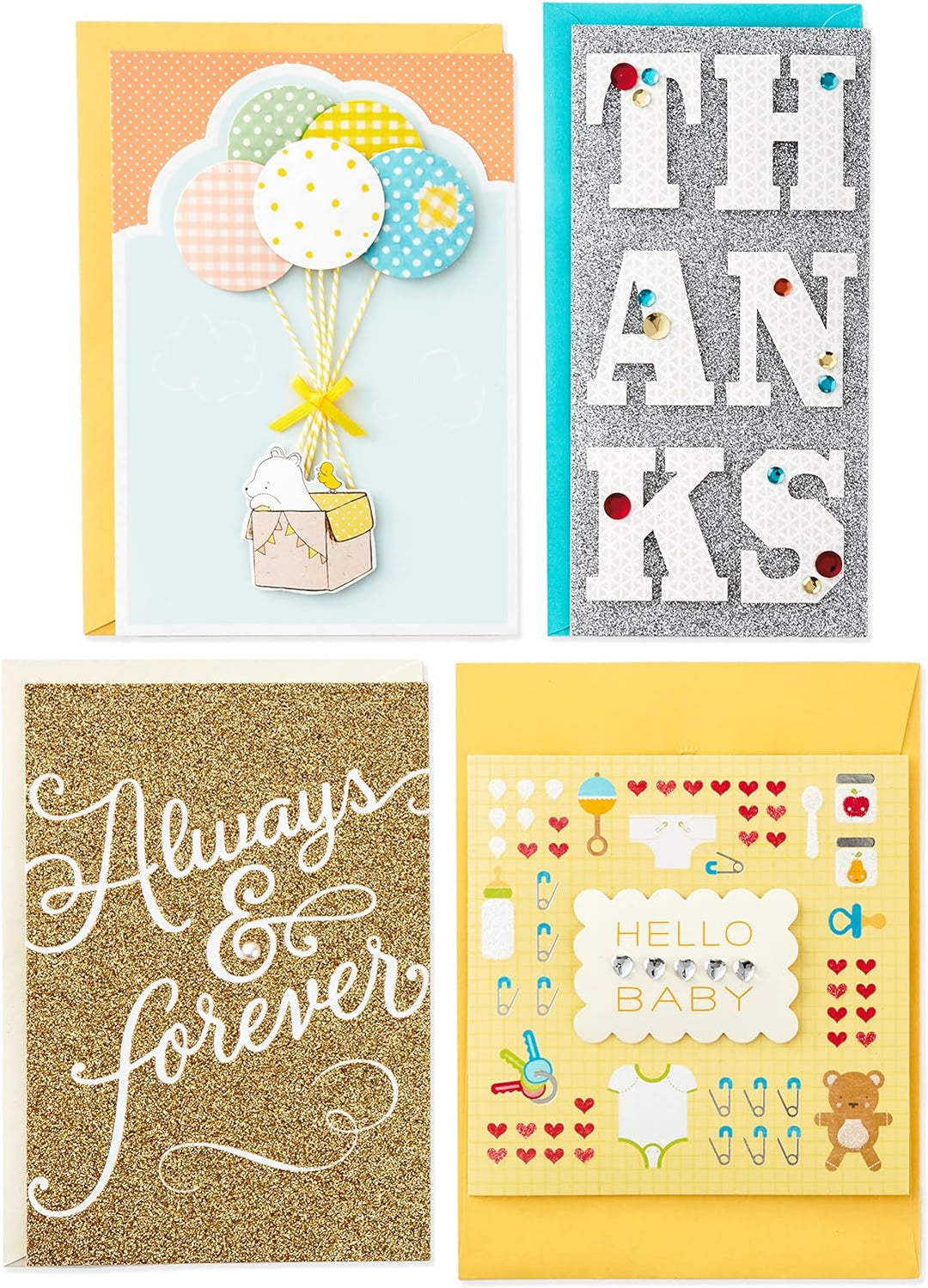 Hallmark All Occasion Handgefertigtes Set mit verschiedenen Grusskarten mit Kartenorganizer (24 Stüc