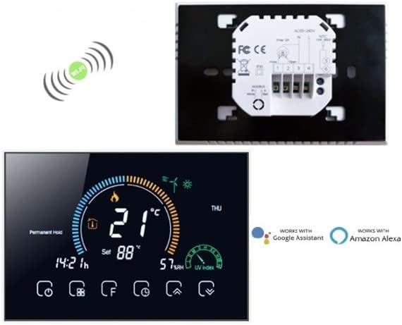 T-Storm TS-B08KS7RKYW Smart Wi-Fi Heizung-sauberer Kontakt thermostat, Schwarz