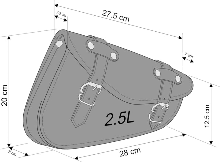 Customacces AP0002N Leder-Satteltasche Customacces Detroit Model Rechte Seite Schwarz für Harley Dav