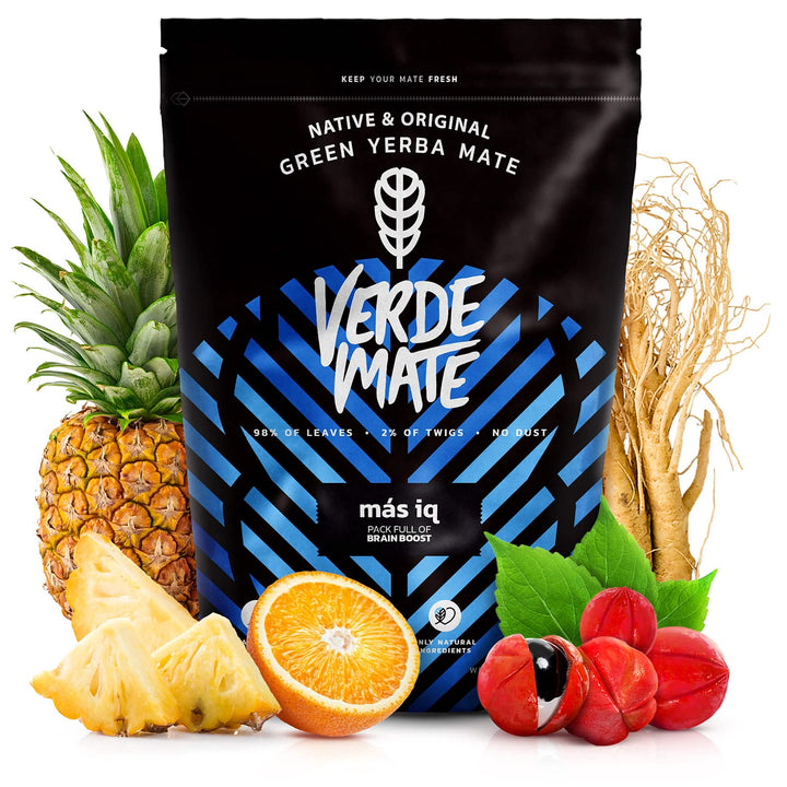 Verde Mate Green Mate Tee Set 2x500g 1kg - Verde Mate Mas IQ und Frutos Tropicales, Kalebasse, Bombi