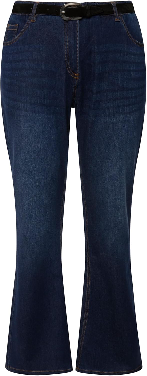 Ulla Popken Damen Hose Bootcut-Jeans 33W / 30L Blue Denim, 33W / 30L Blue Denim