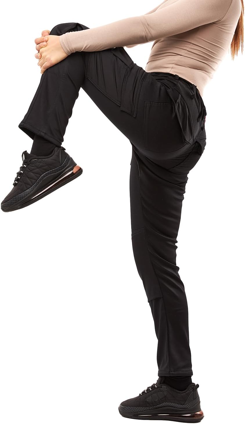 strongAnt Damen Arbeitshose komplett Stretch für Frauen Bundhose mit Kniepolstertaschen Schwarz Grau