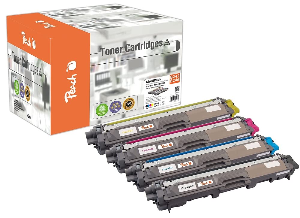 Peach PT655 B242/246 Spar Pack Tonermodule XL (BK, C, M, Y) ersetzt,Brother TN-242, TN-246 TN-246 fü