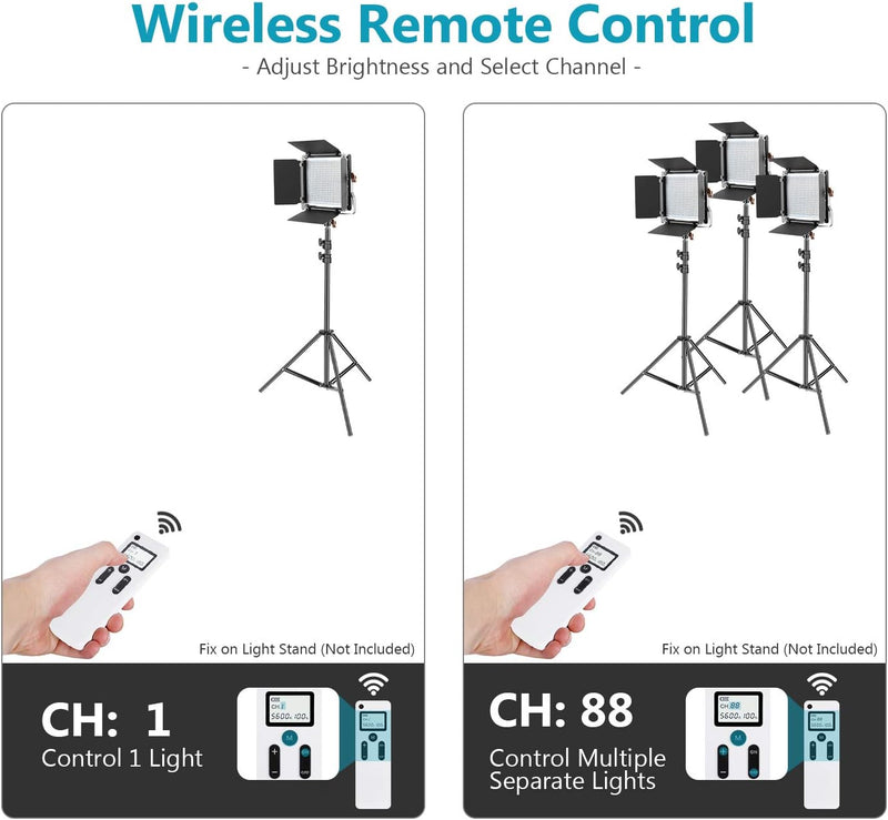 Neewer 2 Packungen Erweiterte 2,4 G 480 LED Video Licht Kit Beleuchtung Fotografie LED Panel zweifar