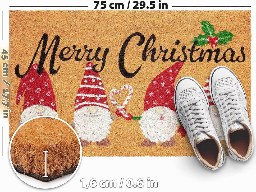 BRUBAKER Weihnachtsfussmatte für Aussen und Innen - Merry Christmas - 45 x 75 cm Schmutzfangmatte au