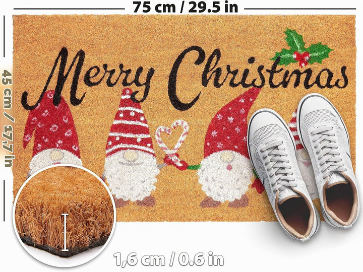 BRUBAKER Weihnachtsfussmatte für Aussen und Innen - Merry Christmas - 45 x 75 cm Schmutzfangmatte au