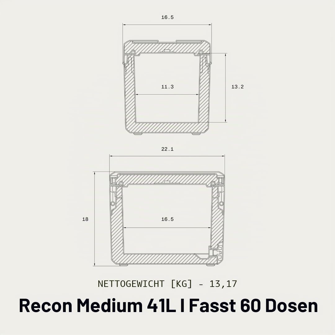 Dometic Recon Hardside Medium - Passive Kühlbox 41L - Effizientes Leichtes Design - Tragbare Thermob