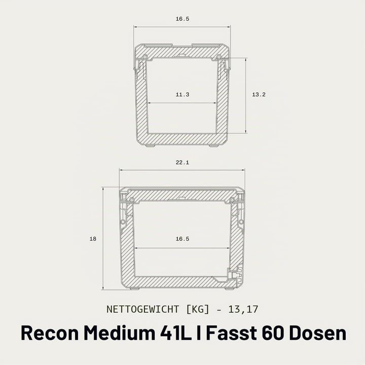 Dometic Recon Hardside Medium - Passive Kühlbox 41L - Effizientes Leichtes Design - Tragbare Thermob