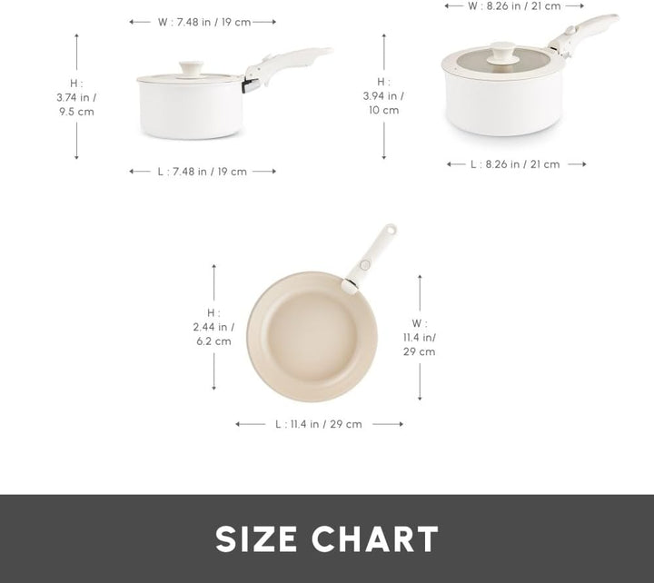 Karaca Comfort 6-tlg Keramik-Kochgeschirrset mit abnehmbaren Griffen, Ofen- und Herdgeeignet Topfset