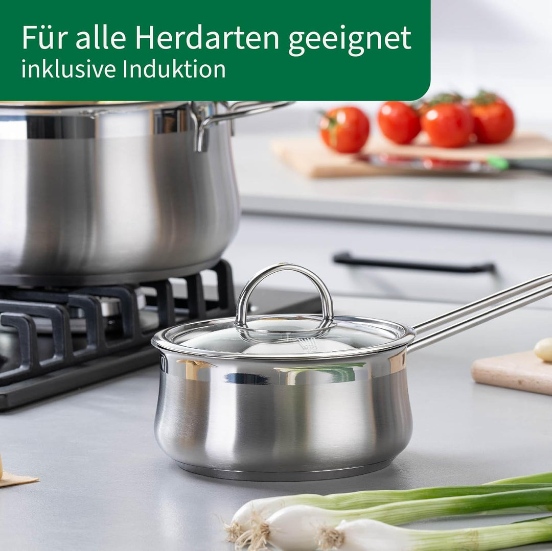 FACKELMANN Chefkoch Sossen-Topf Ø16 cm München aus Edelstahl – Hochwertiger Kochtopf Ausschüttfunkti