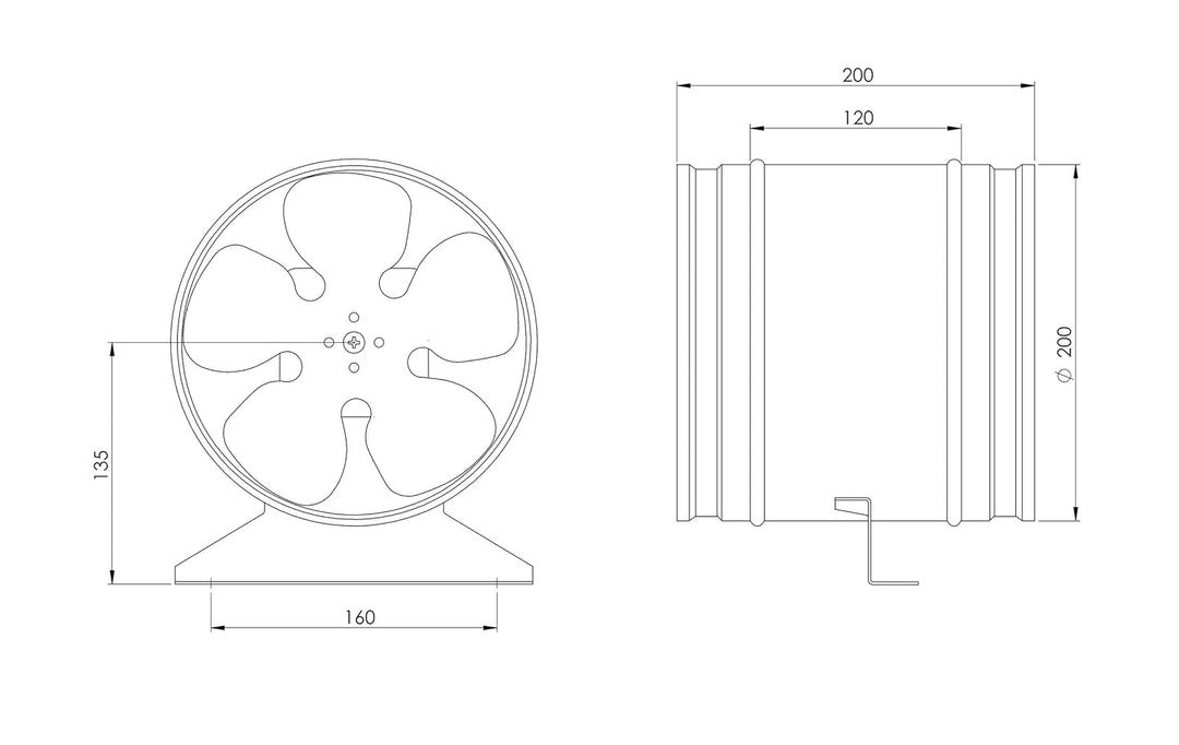 Steinberg14 Axiallüfter Ø200 mm Axialkanalventilator aus verzinktem Stahl – Profi Rohrlüfter für Zu-