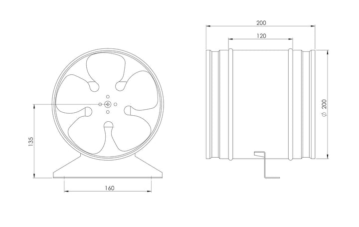 Steinberg14 Axiallüfter Ø200 mm Axialkanalventilator aus verzinktem Stahl – Profi Rohrlüfter für Zu-