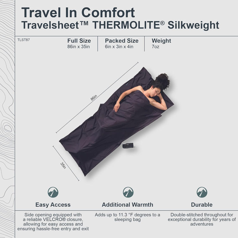 Cocoon Thermo Seidenschlafsack Travel Sheet Silkweight - Thermolite Silk volcano grey, volcano grey