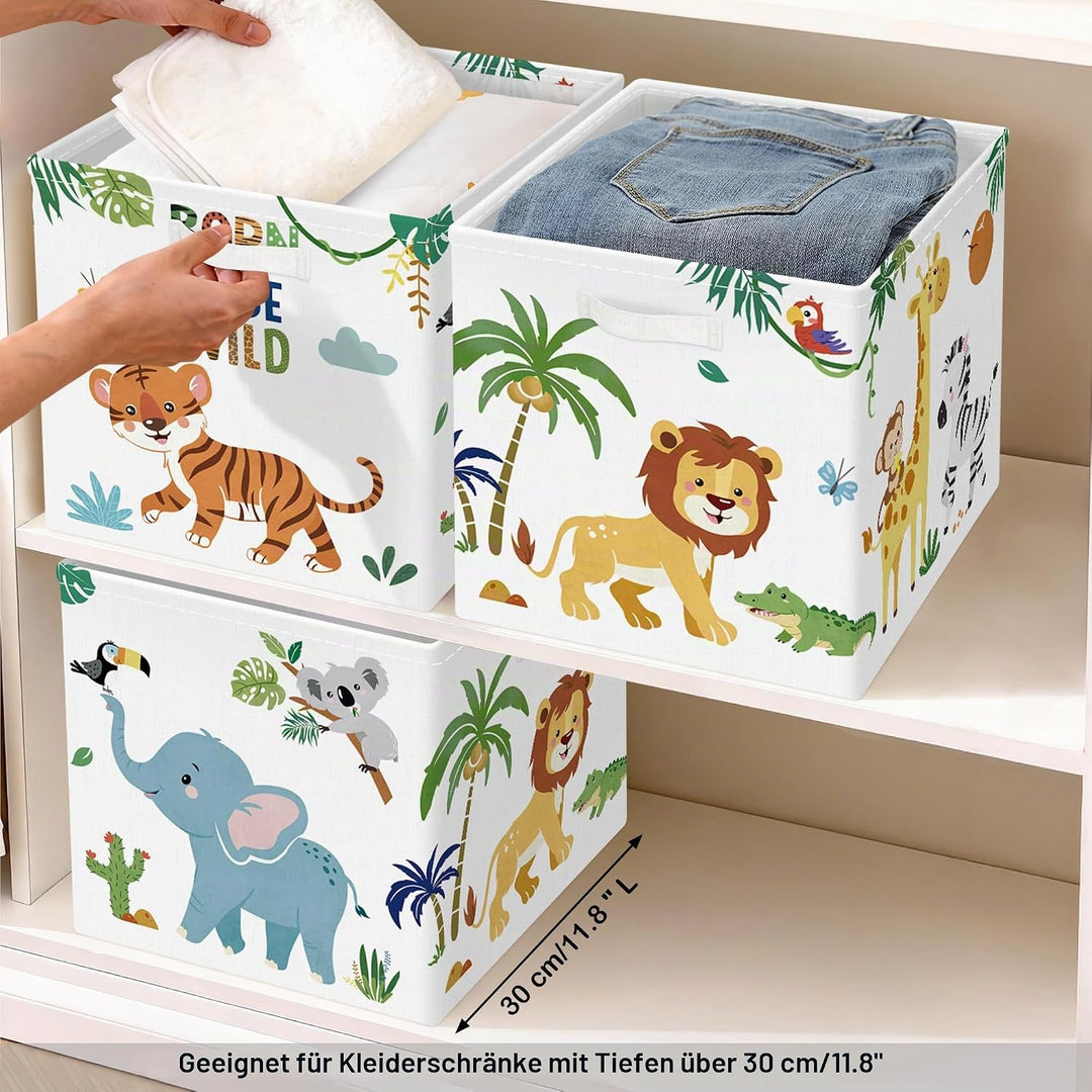 30cm Aufbewahrungsbox 3 Stück Waldtieren Aufbewahrungskorb Kinder Faltbar Koala Aufbewahrungswürfel
