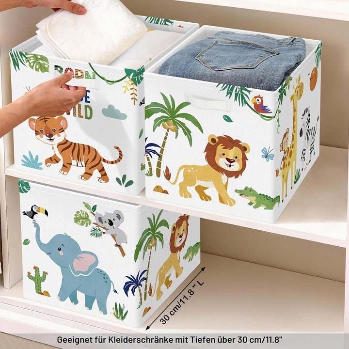 30cm Aufbewahrungsbox 3 Stück Waldtieren Aufbewahrungskorb Kinder Faltbar Koala Aufbewahrungswürfel