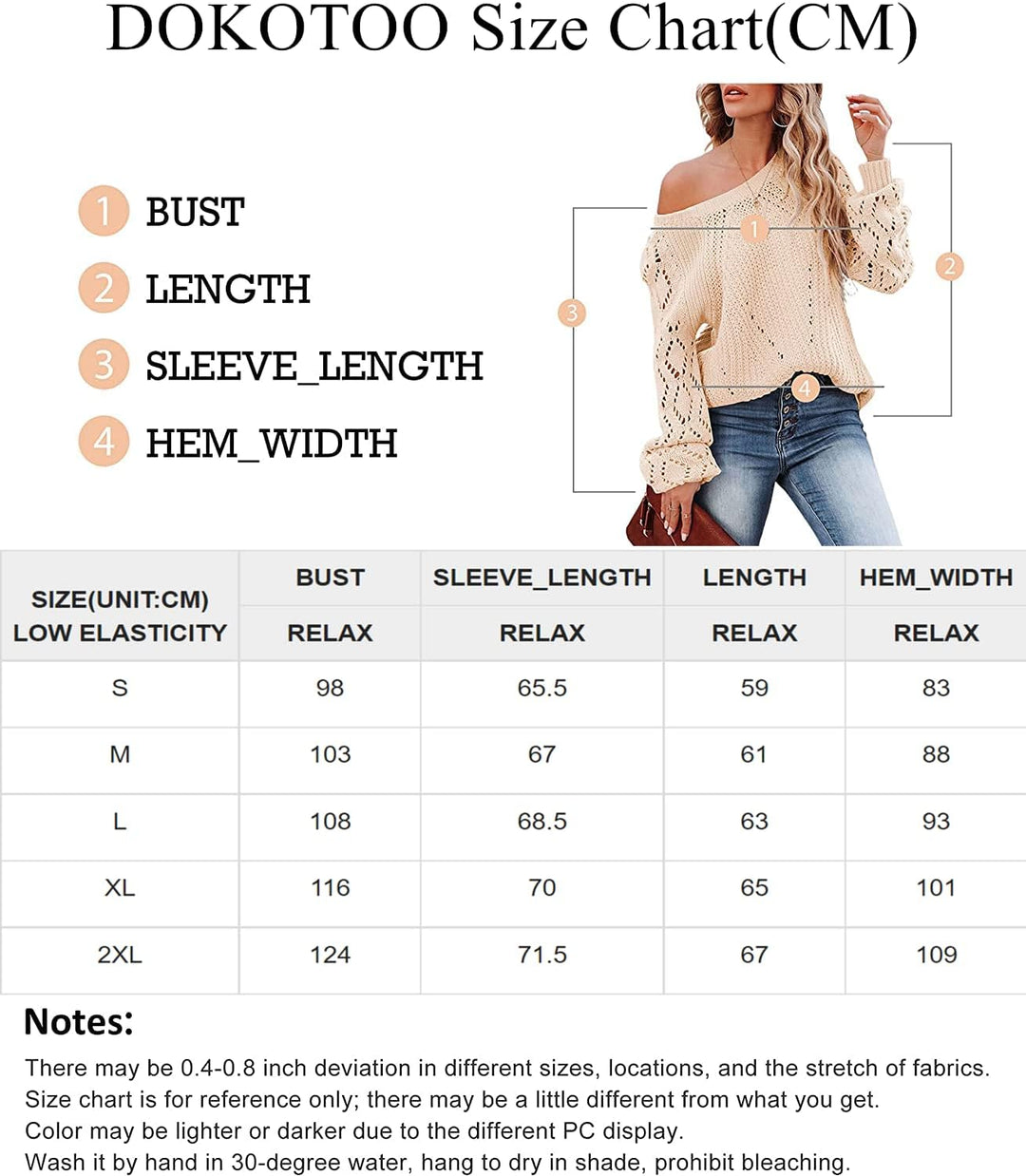 Dokotoo Damen Strickpullover Elegant Rundhals Pullover Langarm Grobstrick Pulli Herbst Winter Einfar