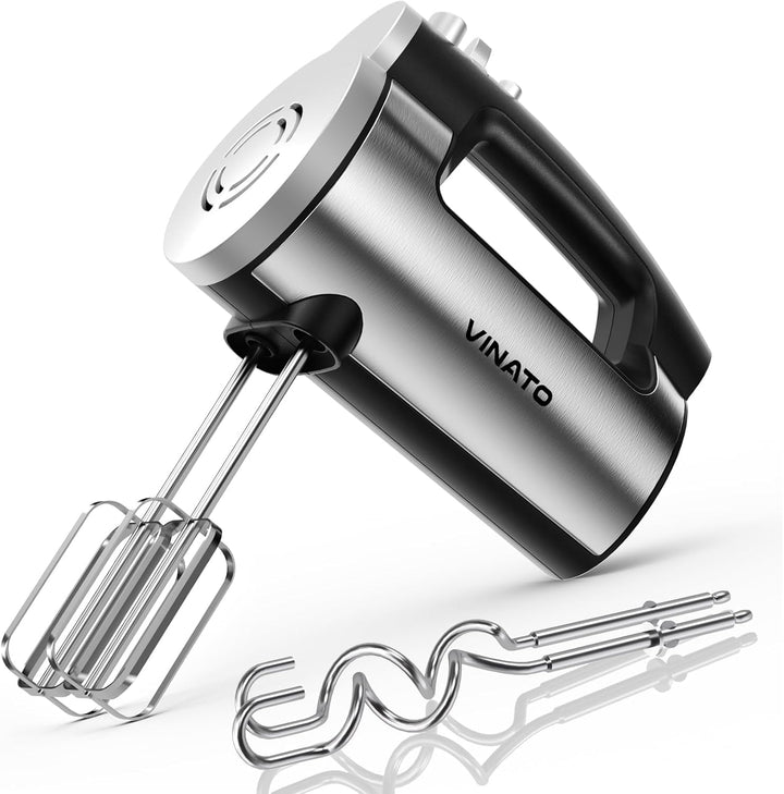 VINATO Elektrischer Handmixer, 300 Watt Handrührgerät mit 5 Geschwindigkeitsstufen, Handrührer mit 2