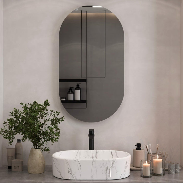 Planetmöbel Spiegel oval 50 x 90 cm, dekorative Wandspiegel gross, für Badezimmer, Flur oder Gardero