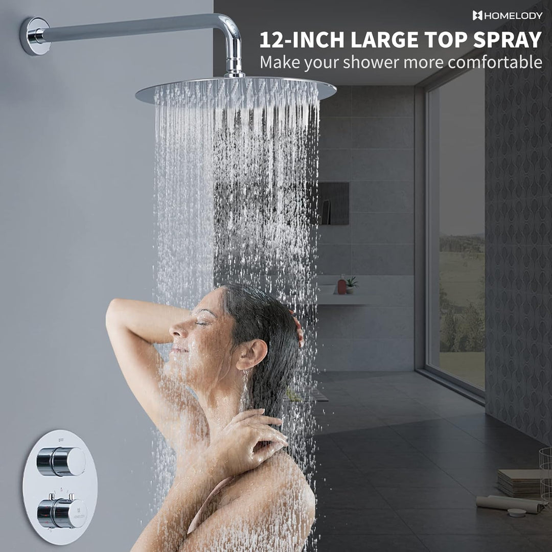HOMELODY Regendusche Unterputz Duschsystem mit Thermostat,Unterputz Duscharmatur Unterputz Dusche Du