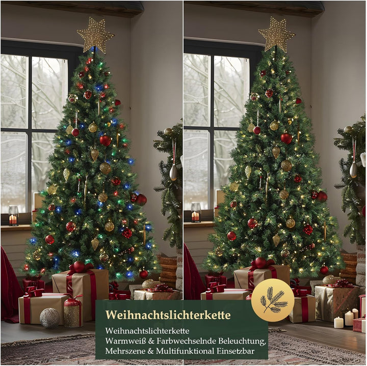 SALCAR Künstlicher Weihnachtsbaum mit Beleuchtung 210 cm, Tannenbaum Künstlich mit Handschuhen und 3