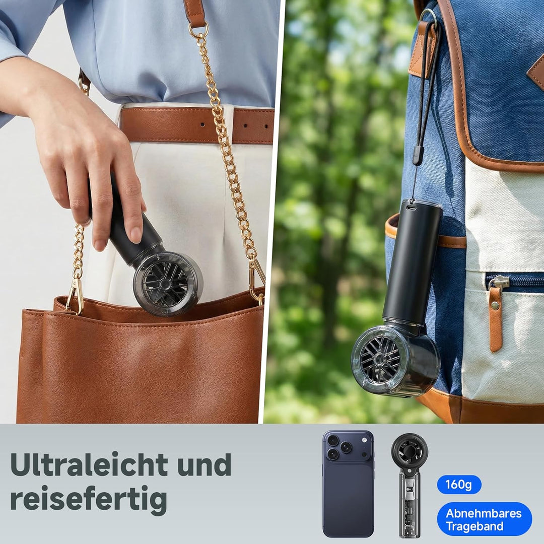 COKUNST Handventilator mit Wasser, 3000mAh USB akku aufladbar tragbarer | Mini Turbo Ventilator mit