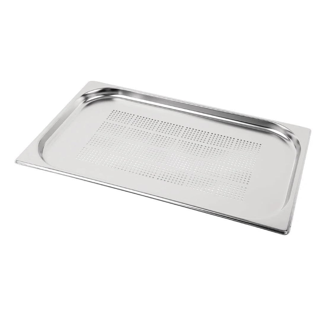 Vogue 12923 Gastronomiebehälter aus Edelstahl, Gastronorm 1/1, 20 mm tief, perforiert, silber
