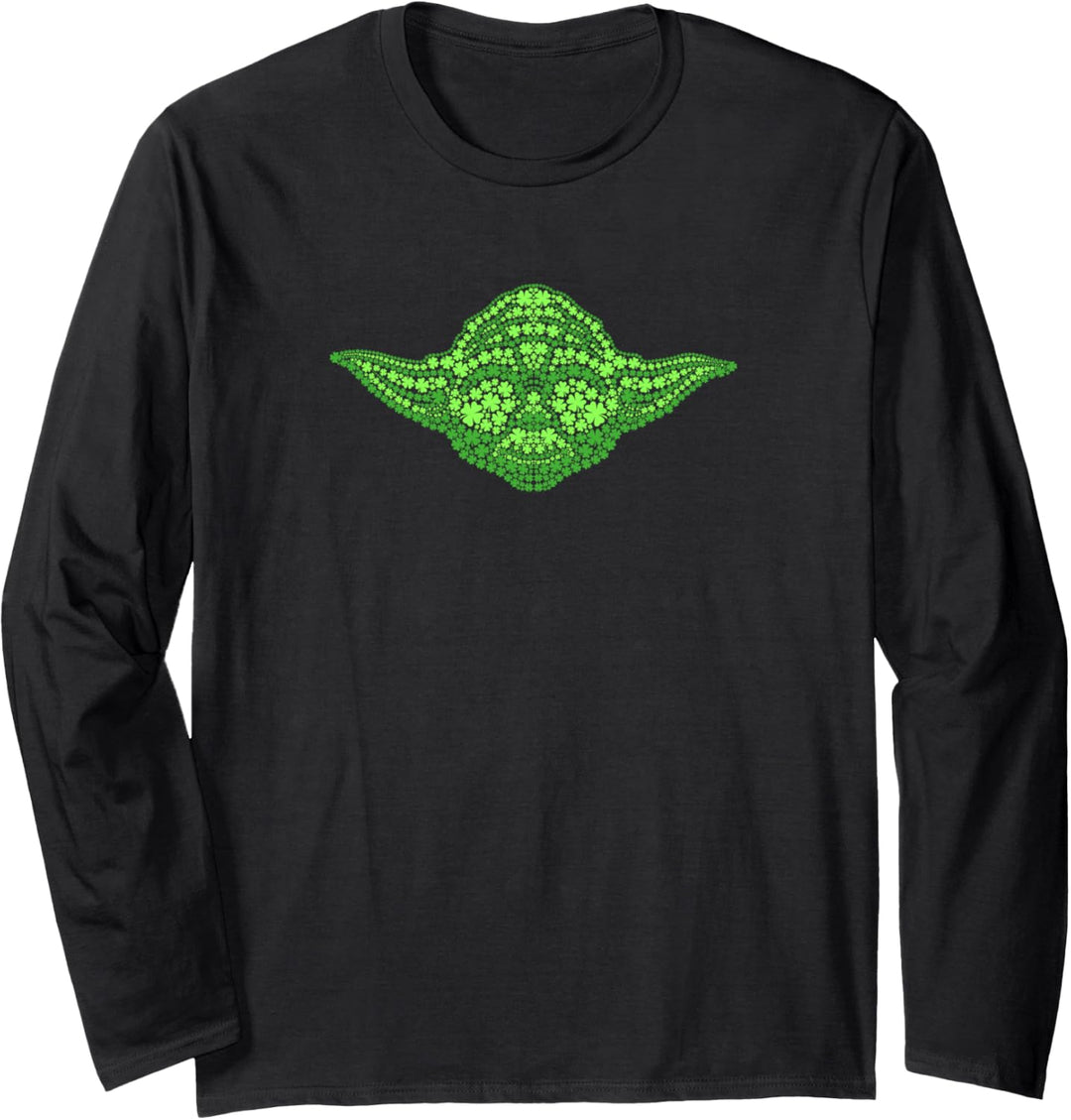 Star Wars Yoda Clover Face St Patrick's Day Langarmshirt