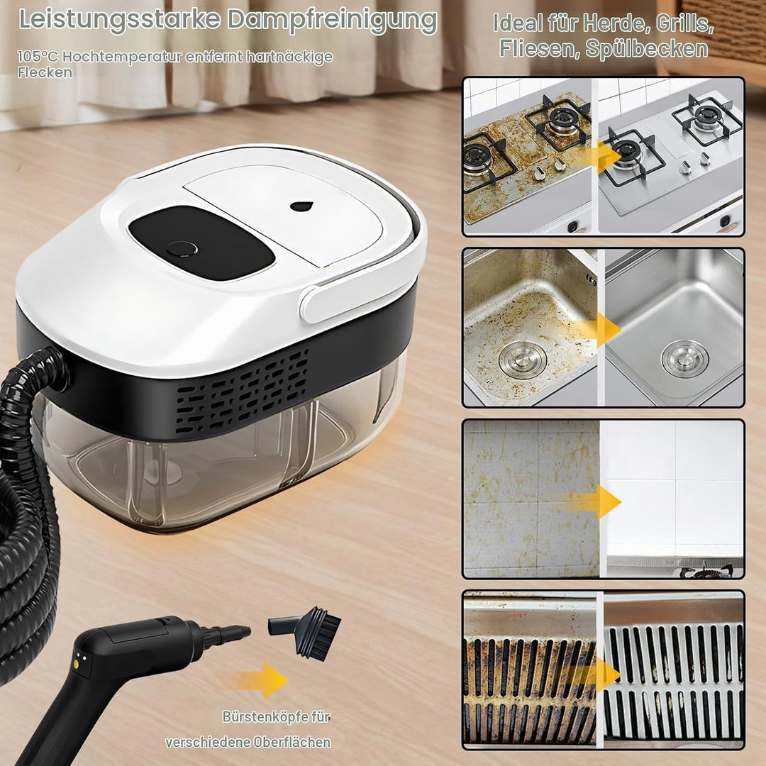 Timisea Professionaler Dampfreiniger für Alles - 15 Sekunden Schnellaufhezung, 360° Heizung, Kraftvo