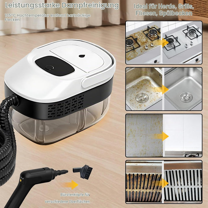 Timisea Professionaler Dampfreiniger für Alles - 15 Sekunden Schnellaufhezung, 360° Heizung, Kraftvo