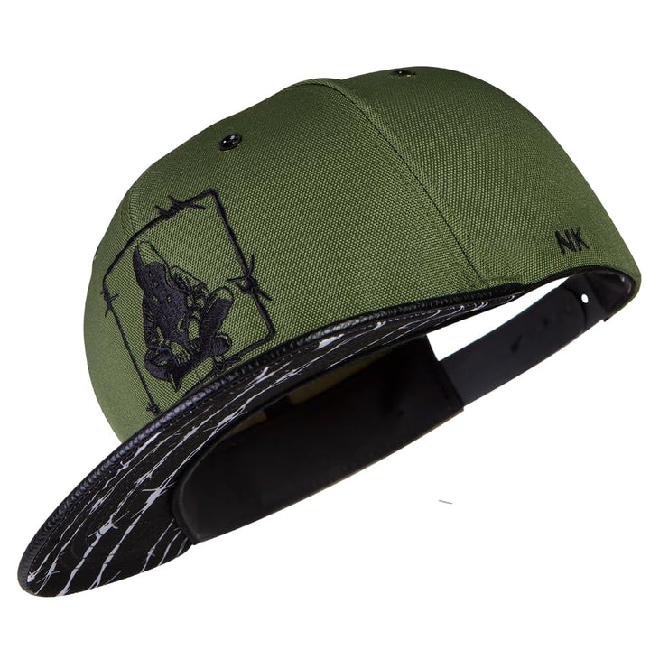 Nebelkind Snapback Cap Schwarz Grün Barbed Wire Stacheldraht Grössenverstellbar Unisex One Size