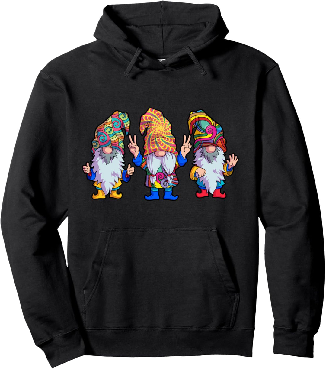 Hippie Gnomes Retro Zwerg Krawattenfarbe Hippies Boho Peace Pullover Hoodie