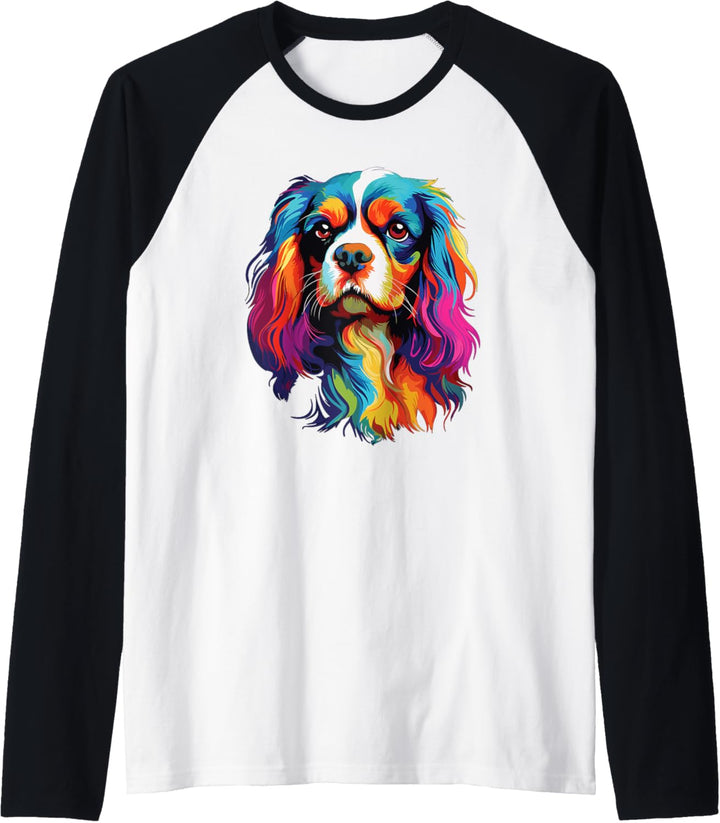 Wasserfarben Farbenfroher Cavalier King Charles Spaniel Raglan