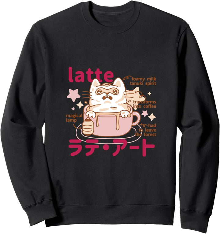 Latte Coffee Monster l Lustige japanische Lebensmittelgrafik Sweatshirt