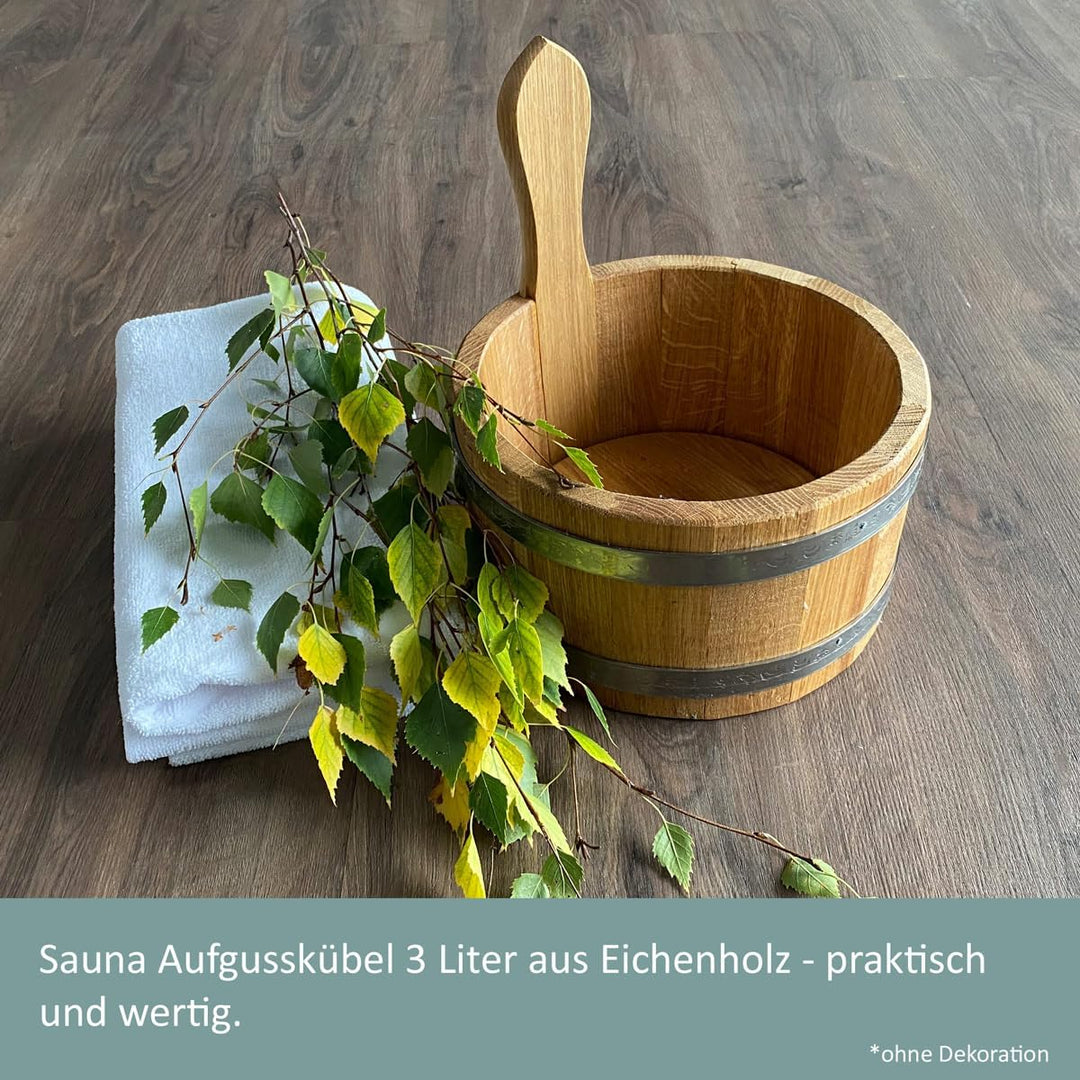 Waldmeister Sauna Aufgusskübel Eiche 3L Saunakübel Holzkübel Eichenkübel Kübel