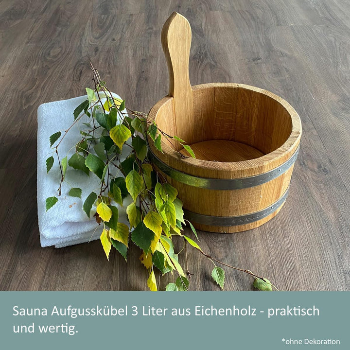 Waldmeister Sauna Aufgusskübel Eiche 3L Saunakübel Holzkübel Eichenkübel Kübel