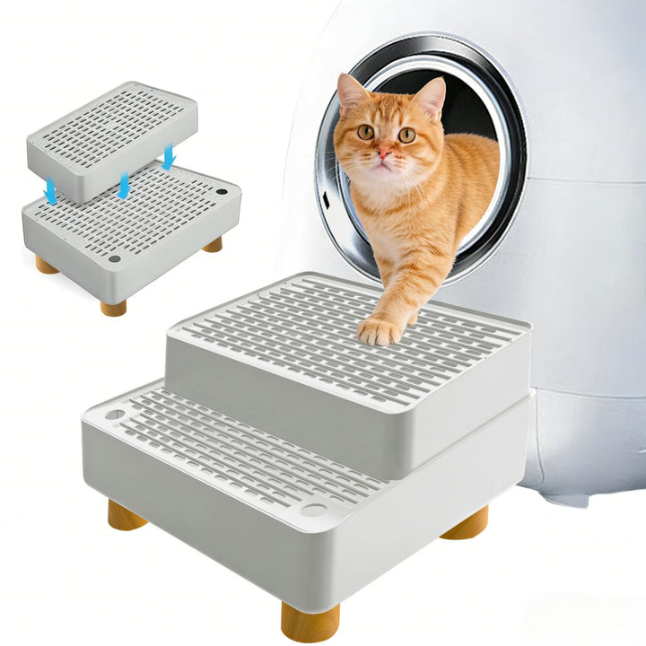 Katzenklo Treppe Doppelstufig: Katzentreppe Für Katzentoilette Mit Filterfunktion, rutschfeste Katze