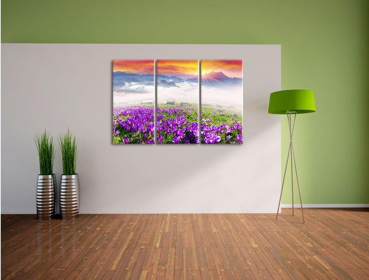 Pixxprint Sonnenaufgang im Karpaten Gebirge als Leinwandbild/Grösse: 3Teilig / Wandbild/Kunstdruck/f