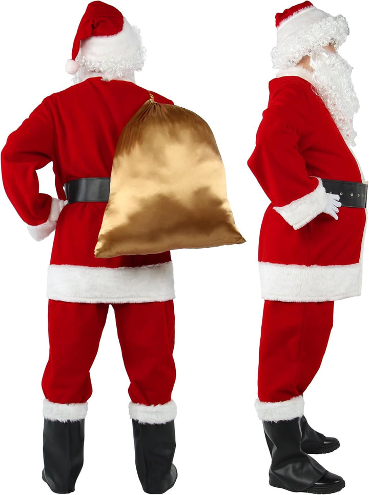 Gardentime Weihnachtsmann Kostüm für Männer Weihnachtsmann Anzug Erwachsene 10pcs Weihnachten Deluxe