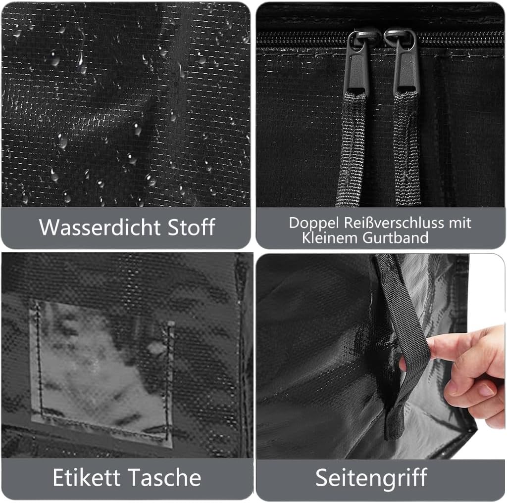 6 Stück 91L Grosse Aufbewahrungstaschen, Strapazierfähige Umzugstaschen, Wasserabweisender,Faltbarer