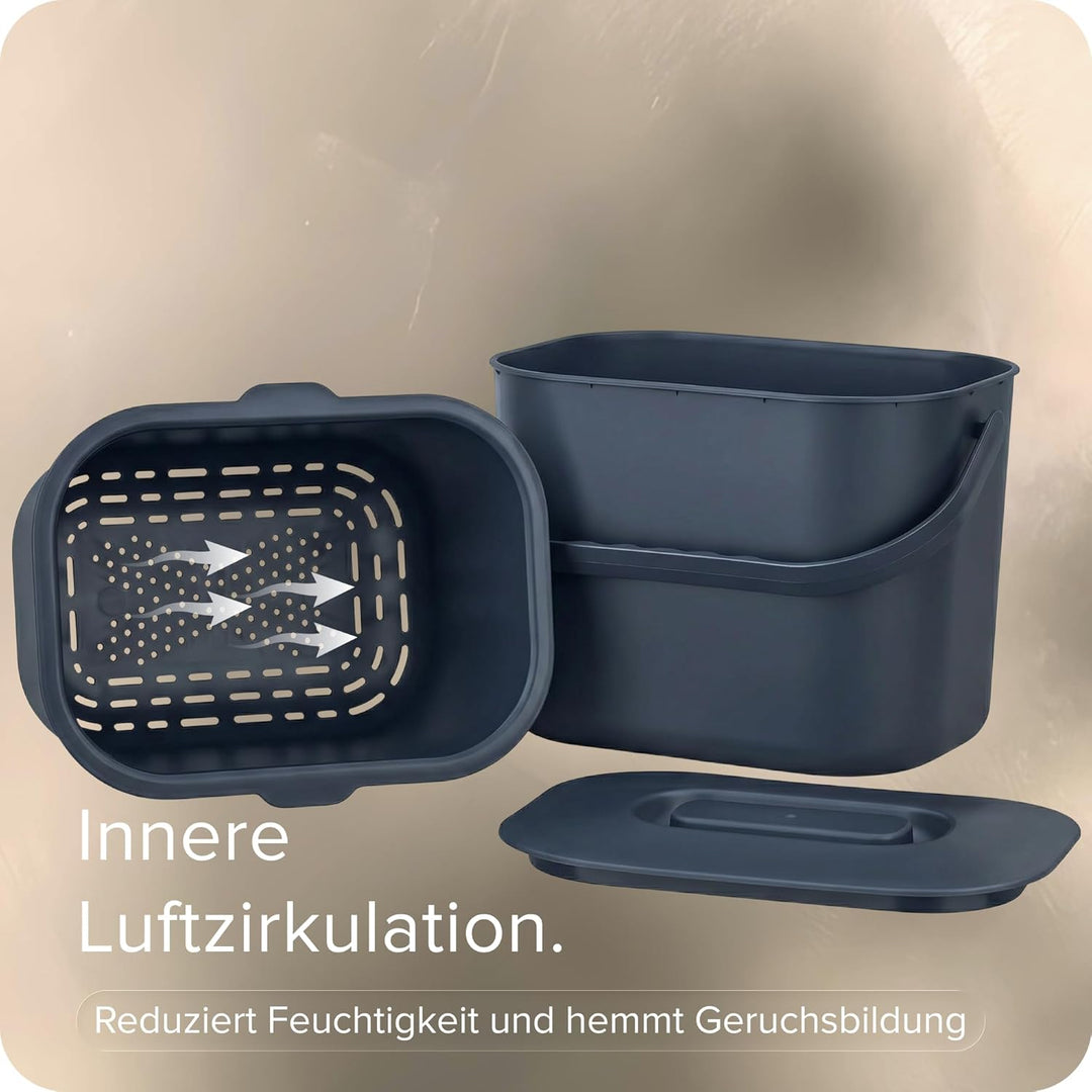 Biomülleimer Küche - 7L - Design Komposteimer mit Sieb - Bio-Mülleimer Geruchsdicht - Bio Abfalleime