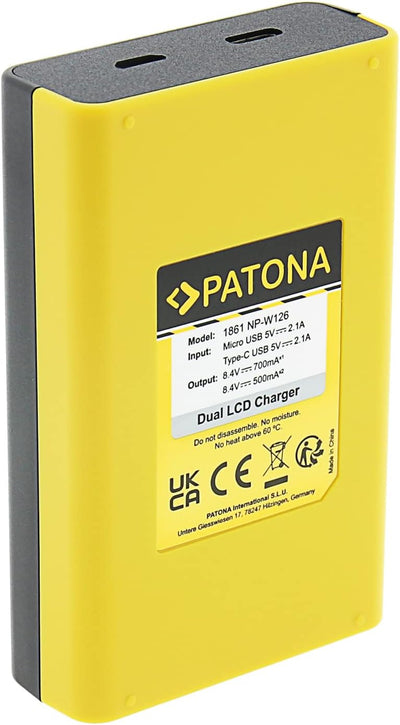 PATONA Platinum NP-W126s NP-W126 Akku-Pack für Fuji mit Mini LCD DUAL Ladegerät (USB) 2x NP-W126 Pla