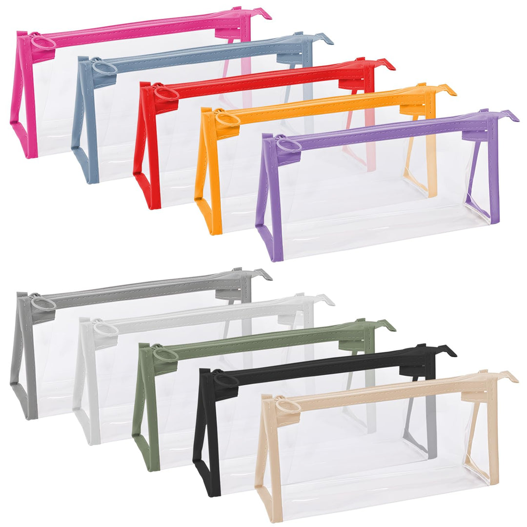 10 Stück transparente Federmäppchen, Stiftetasche, transparente Markertasche mit Reissverschluss, Au