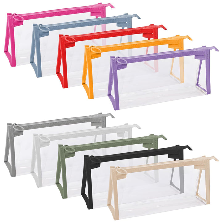 10 Stück transparente Federmäppchen, Stiftetasche, transparente Markertasche mit Reissverschluss, Au