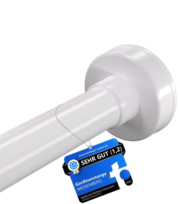 Duschvorhangstange ohne Bohren 90-160cm, Weiss, Ø 25 mm, Teleskop Gardinenstange Klemmen - Vorhangst