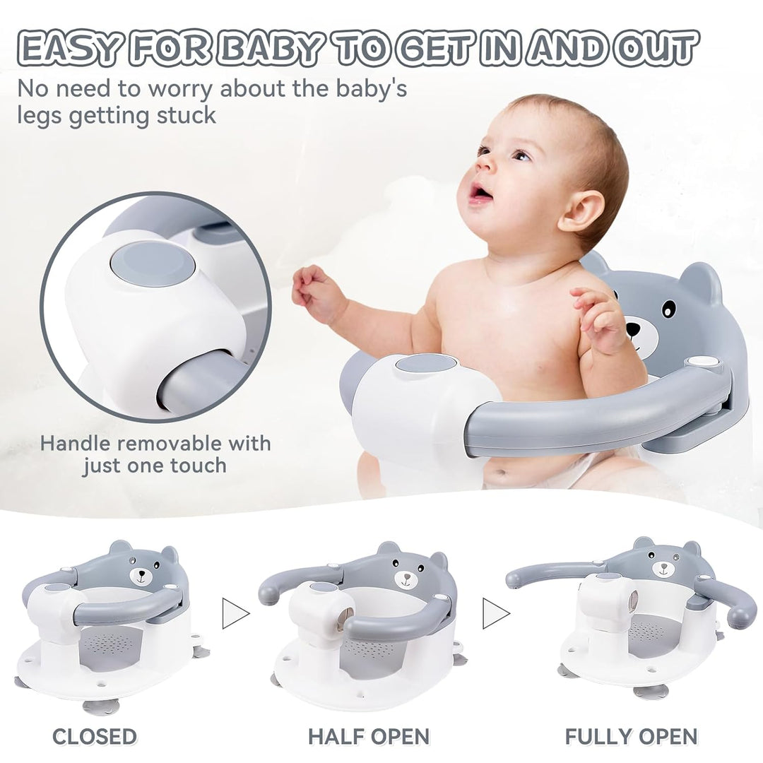 Badewannensitz Baby ab 6 Monate,Baby Badewannensitz,Bär Rutschfester Badesitz Baby,Sicherer Tragbare