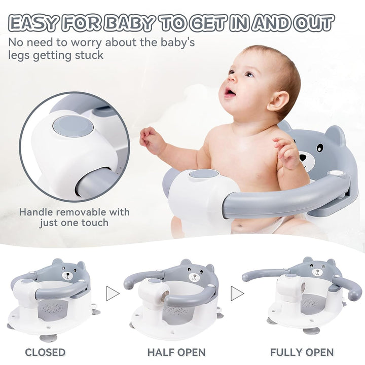 Badewannensitz Baby ab 6 Monate,Baby Badewannensitz,Bär Rutschfester Badesitz Baby,Sicherer Tragbare